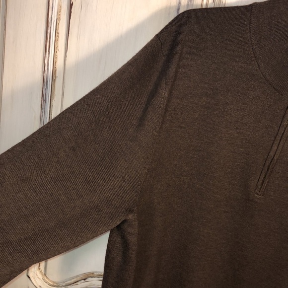 Men’s Joseph Abboud Extra Fine Brown Merino Wool 1/4 Front Zip Sweater Size XXL - Picture 5 of 11